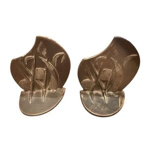 Vintage Mid Century Cast Iron Space Age Atomic Moon Sun Eclipse Bookends